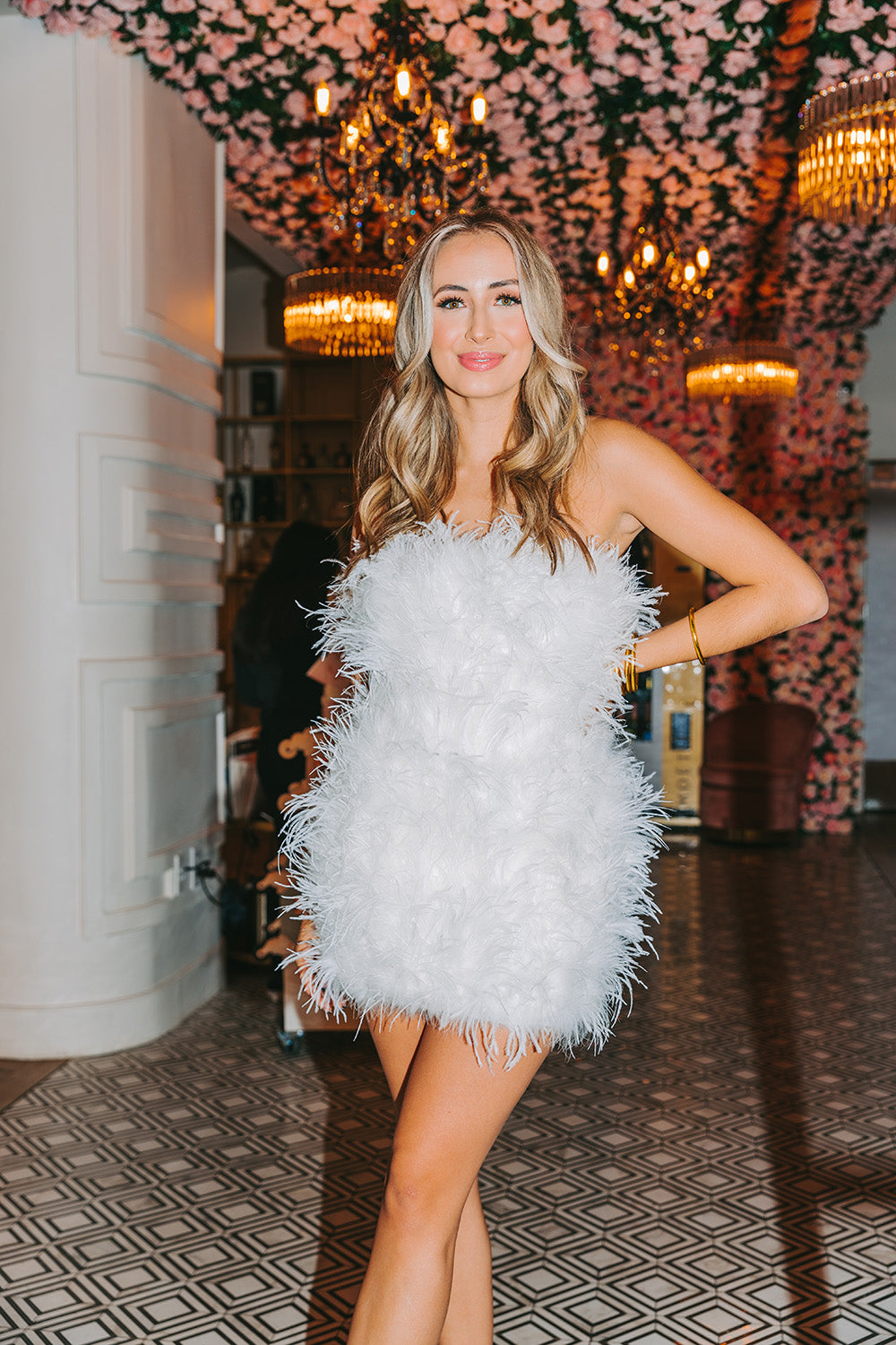 dress with feathers
